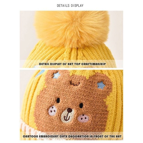 Soft Children Beanies Cute Dinosaur Woolen Knitted Hats Boy Girl - Picture 6 of 15