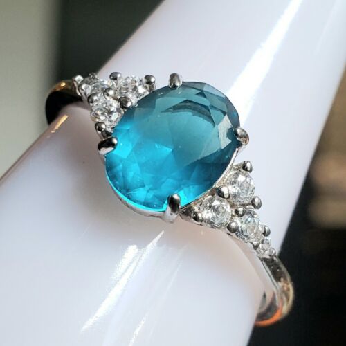 Ring Bomb Party, Jewelry, Bomb Party Rbp6463 Sz 1 Starting My Day Right  Aquamarine Blue Zircon 3 Rings