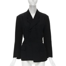 vintage COMME DES GARCONS 1988 black chinese knot semi detached hem blazer S
