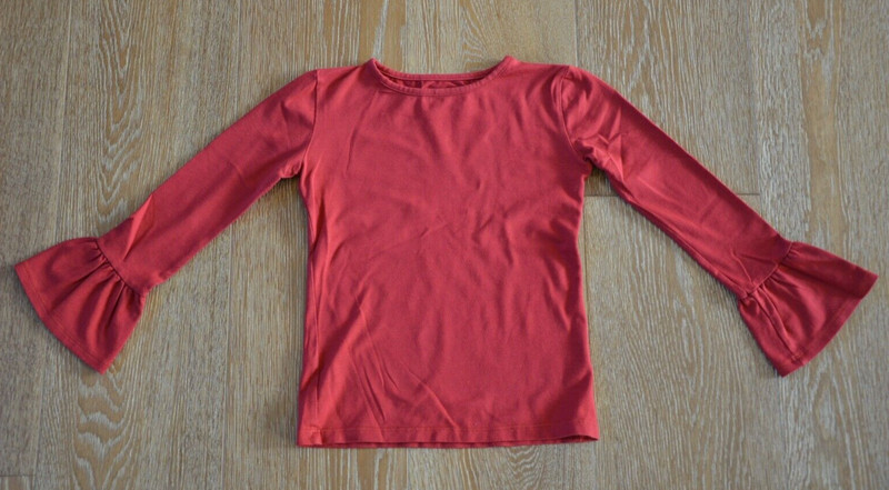 Persnickety Girls Cranberry Bell Sleeve Top Size 6 EUC Made in USA