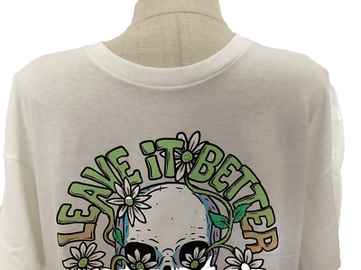 Tシャツ DOM White Sugar Skull Leavebetter Graphic Short Sleeve Crew Neck T