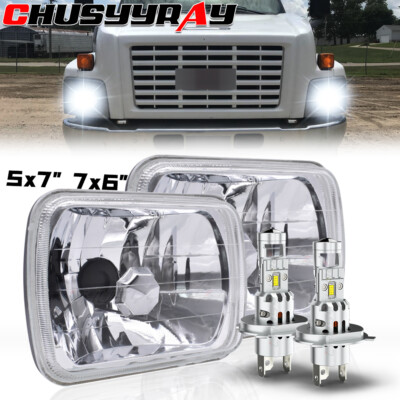 for GMC C4500 C5500 C6500 TopKick 2003-09 Pair 7x6'' Led Headlights High&Low Beam