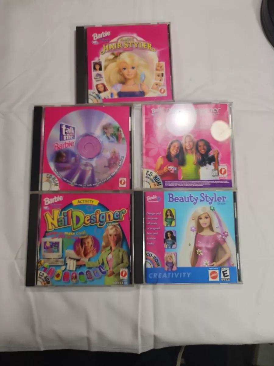 Lot 5 Vintage Barbie CD ROM Games Nail Designer, Beauty Styler more