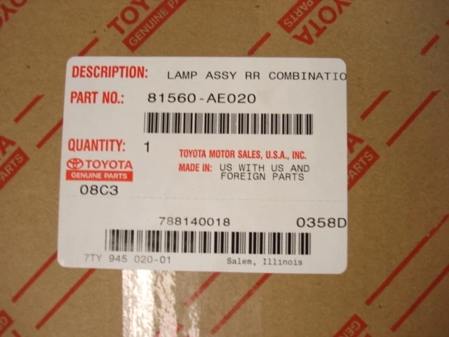 丰田 Sienna 06-10 LT 后外尾灯正版原始设备制造商 OE   — 第 3/3 张图片