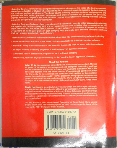 Selecting Business Software by John W. Yu, & David Harrison. 1988 First edition. - Afbeelding 4 van 4