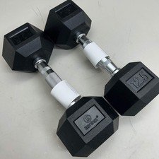BODY SPORT 2 Pack Rubber Encased Hex Dumbells 12.5lbs Black BDSRSDB125