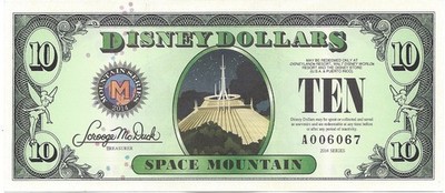 Disney Dollars Disneyland SPACE MOUNTAIN $10 A 2014 MINT