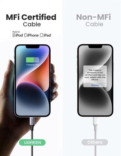 UGREEN USB C to MFi Braided USB C iPhone Charging Cable Fast Charging 2M - Picture 3 of 8