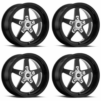Set 4 15'' Vision 571 Sport Star 2 Gloss Black with Milled Center 15x7 Wheels 5x4