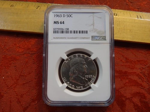 1963-D United States Franklin Silver Half Dollar 50c NGC Grade MS64 - No Reserve