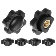 6pcs Star Knobs M6 Thread 25mm Head Non-Through Hole Brass Insert Knob Black