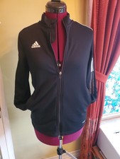 Adidas Ladies' Aeroready Primegreen Track Jacket Small Full Zip 3-Stripe Blk/wht