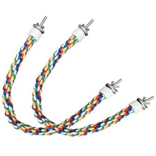 2PCS Bird Rope Perches, Colorful Cotton Parrot Toys Comfy Perch for Rope Bung...