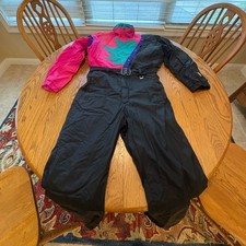 Fera Vintage Ski Suit Womens 14 One Piece Snowsuit 80s Retro Colorway Hot Pink