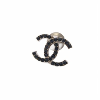 CHANEL Coco Mark Brooch Rhinestone Blue Silver Color kh Used 58b4ea2135acb3c5dd8