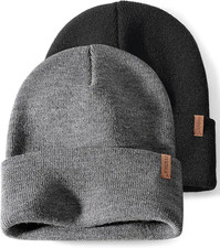 Mens Cuffed Beanie 2 PACK Winter Warm Knit Sk...
