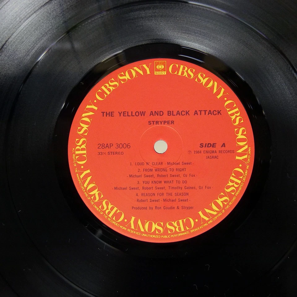 STRYPER YELLOW AND BLACK ATTACK CBS 28AP3006 Japan OBI INSERT VINYL LP - Image 3 of 3