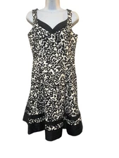 Jones Wear Dress size 10  Sundress  Fit N Flare Black White Baby Shower  Wedding
