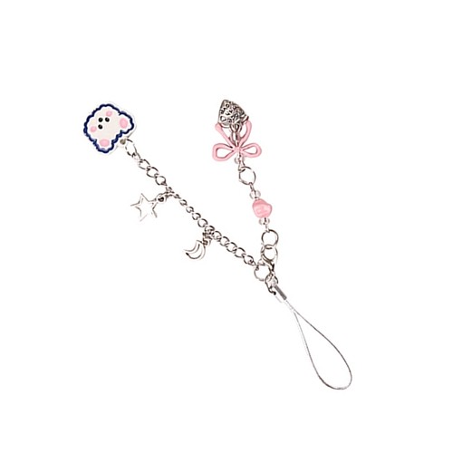 Cute Bear Bowknot Heart Charm Pendant Chain Phone Straps Pocket Keychain Strap - Photo 6 sur 11