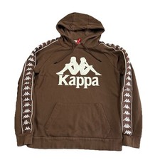Kappa Brown Hoodie Pullover Sweatshirt Size Small Logo Sleeves Drawstring