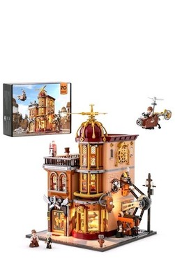 Steampunk Flying Club Lighting Building Bricks Set 1871 Pcs Modular 
