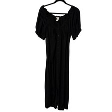 H&M Dress Maxi Black Button Up Peasant Whimsigoth Size XL Cottagecore Flounce