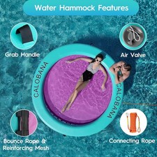 Round Floating Ring Inflatable Water Hammock Heavy Duty River Floats Lake Raft f