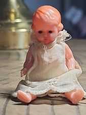 Tiny Jointed Baby Doll Celluloid Appears To Have Original Clothing Italy 3"