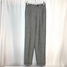 Vintage Preppy Old Money Worsted Wool Cuffed Houndstooth Pants by Talbots, 6