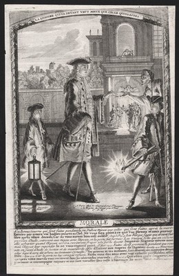 Light Licht Erleuchtung Enlightenment caricature Guerard gravure engraving
