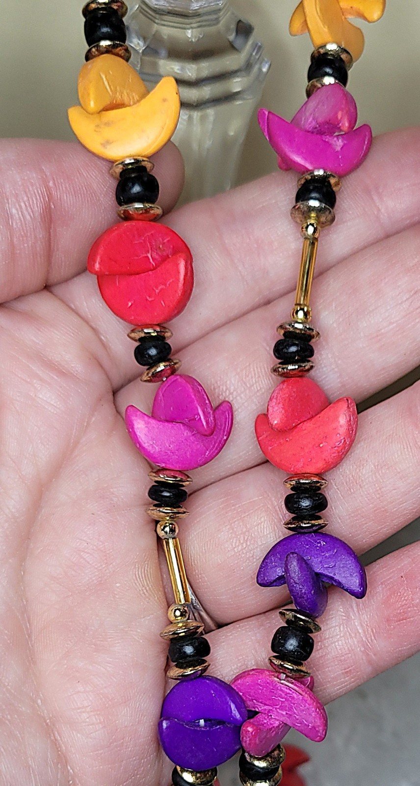 handmade multicolored statement necklace featurin… - image 1