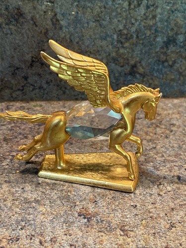 Manon 1984 Gold Plated & Faceted Crystal Miniature Pegasus Figurine