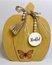 Pumpkin Shelf Sitter Thankful Resin Wood Fall/Thanksgiving Decor