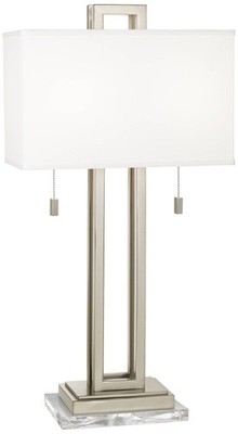 Modern Table Lamp with Clear Acrylic Riser 30'' Tall Brushed Nickel for Bedroom