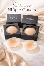 NipsLips Nipple Covers for Women- Reusable Sticky Silicone Pasties- Travel Case