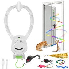 Automatic Hanging Interactive Cat Toy for Indoor Cats,Clip-On Doorway White