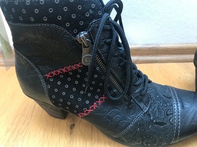 Damen Schuhe, Stiefeletten, remonte, Größe 41, schwarz gemustert, NEU