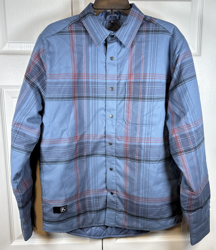 Edredón Flylow Sinclair de franela para hombre grande azul a cuadros frontal forrado