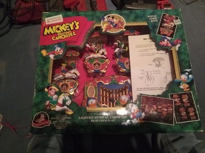 VTG Mr Christmas 1993 Mickey's Holiday Carousel Music Lights