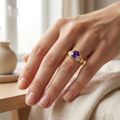 Charming Indigo Violet Spinel Round 0.75Ct 925 Sterling Silver 24K Gold Rings