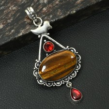 Tiger Eye Garnet Gemstone Handmade Pendant Jewelry Gift For Unisex 3