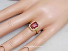 2.37Ct Natural Ruby Diamond Halo Ring In Solid 14K Yellow Gold Emerald Cut Ruby — photo 6