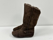 FitFlop Damen Braun Wildleder Halbhoher Keilabsatz Winter Schnee Stiefel UK(4) EU(37) B132