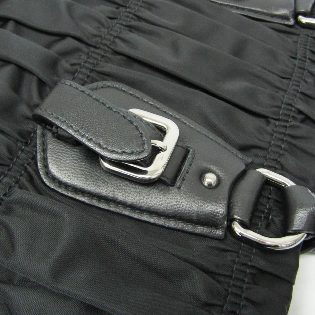 Prada TESSUTO Gathered Ladies Nylon Handbag Shoulder Bag Black thumbnail 8