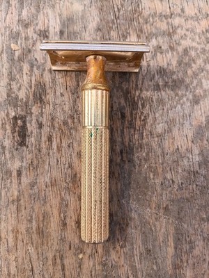 Vintage Gillete Gold Tone Fatboy Fat Handle Razor