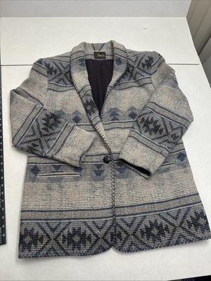 DAVID PAUL New York Vintage Poly Wool Blend Aztec Jacket - Women's Large