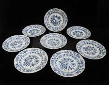 MEISSEN Blue Onion Porcelain 7 3/4" Scallop Rim SALAD or Dessert Plate Set of 8