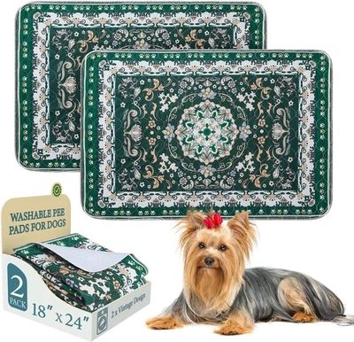 HOMIMP Washable Puppy Pee Pads for Dogs with Pheromones (Green 18" X24" 2 Pack), Traini