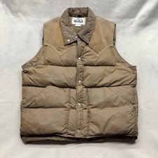 Vintage 70s 80s Woolrich Suede Yoke Down Puffer Vest Leather M