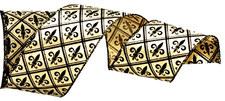 Black Fleur De Lis 2.5" by 2 yd on Gold Lame Wired Ribbon Valentine Christmas